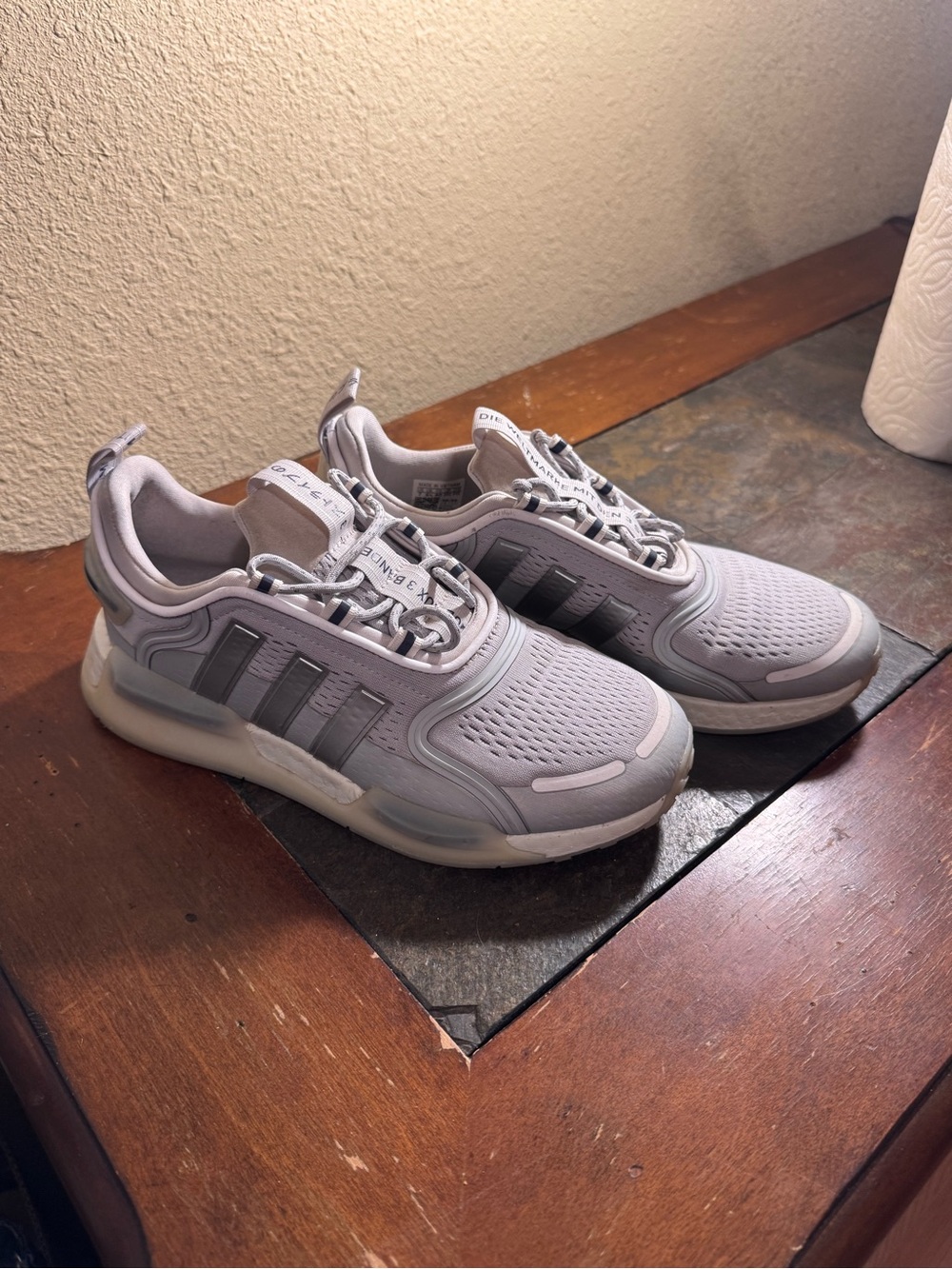 adidas Light Gray Athletic Sneakers with Dark Gray Stripes